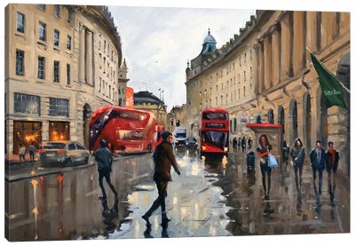 After Rain In Regent Street Canvas Art Print - City Street Art