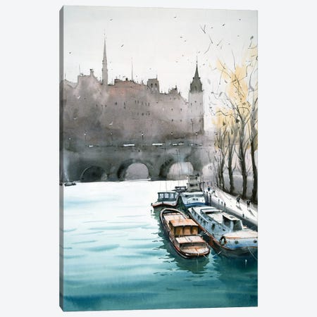 Pont Neuf Bridge On The Seine, Paris Canvas Print #SDP30} by Swarup Dandapat Art Print