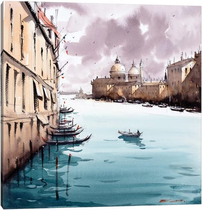Sailing With The Venice Clouds Canvas Art Print - Swarup Dandapat