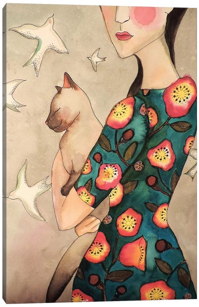 La Reverie Canvas Art Print - Siamese Cat Art