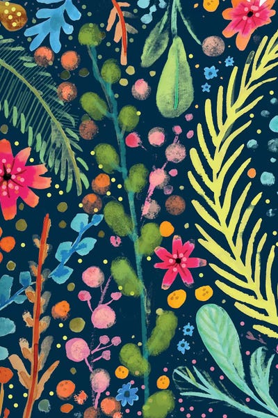 Latin Décor: Les Prairies On Navy by Sylvie Demers