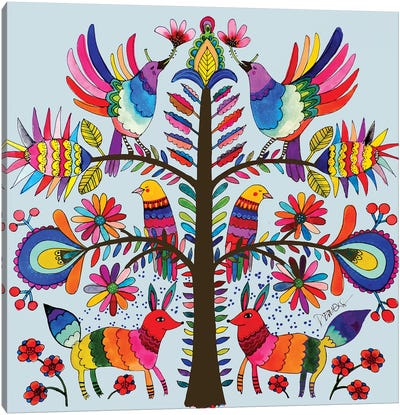 Otomi Colors Canvas Art Print - Bird Art