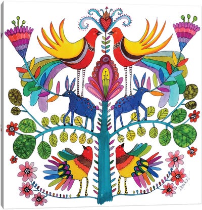 Otomi Love Canvas Art Print - Large Colorful Accents