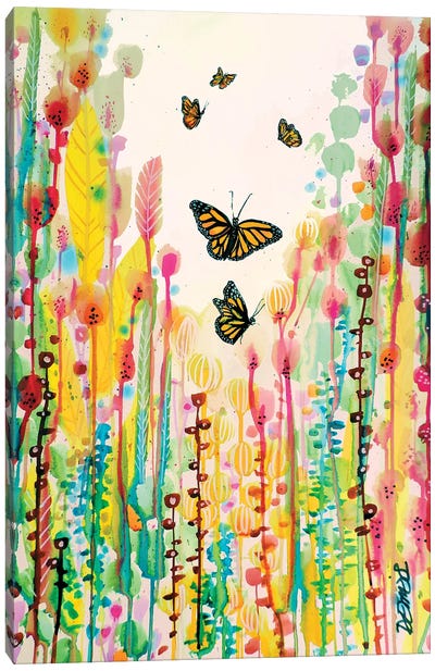 Cette Cage N'etait Qu'un Cocon Canvas Art Print - Monarch Butterflies