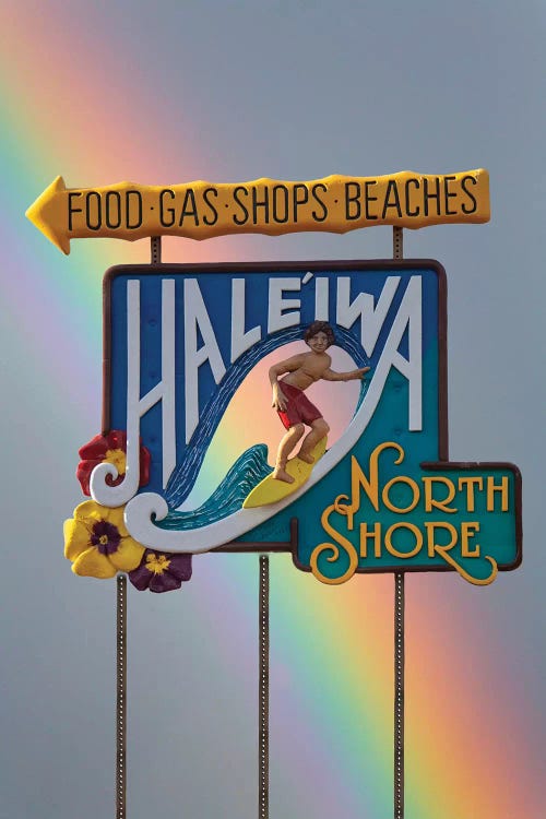 Haleiwa Sign Man Rainbow I