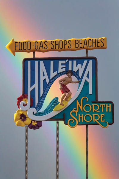 Oahu: Haleiwa Sign Man Rainbow I by Sean Davey