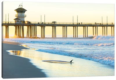 Huntington Beach Pier Canvas Art Print - Nautical Scenic Photography