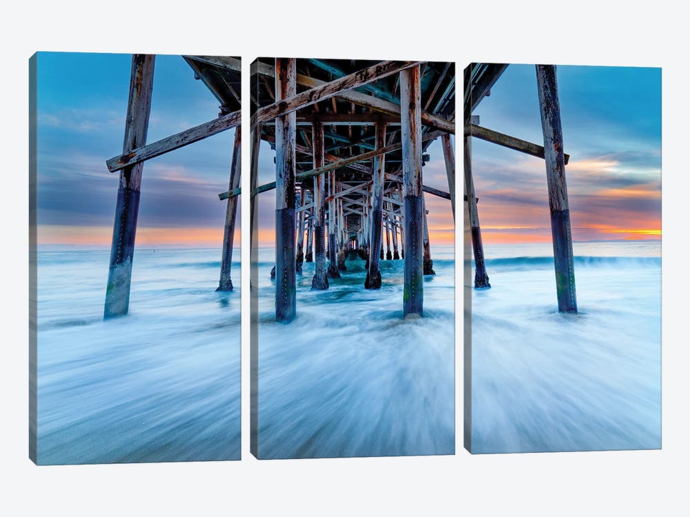 Balboa Pier Baby Blues And Ambers by Sean Davey 3-piece Canvas Art