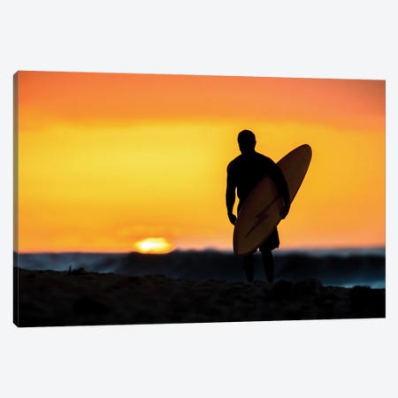 Surfer Sunset II Canvas Print #SDV322} by Sean Davey Canvas Art
