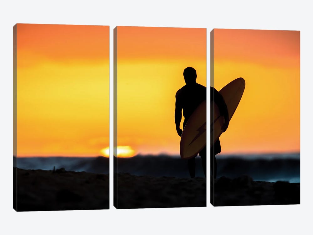 Surfer Sunset II by Sean Davey 3-piece Canvas Art