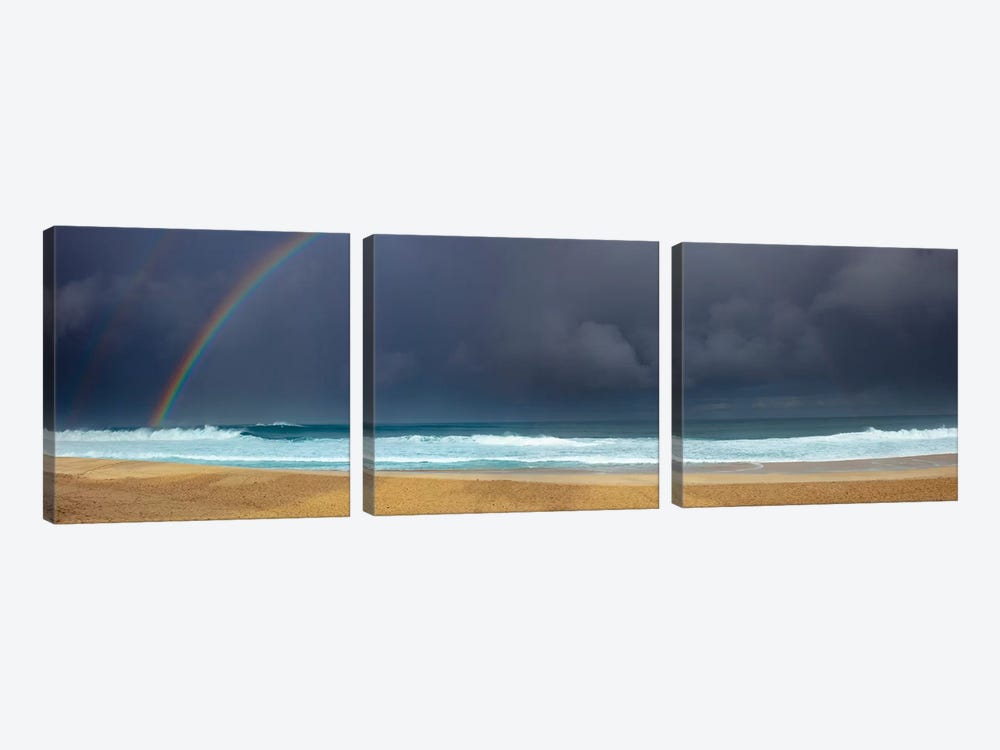 Full Rainbow At Pipe by Sean Davey 3-piece Canvas Wall Art