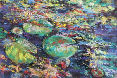 Fun Lily Pads by Sharon Sunday framed canvas print