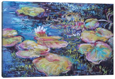 Lily Pads In The Morning Canvas Art Print - Water Lilies Collection
