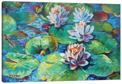 Max's Lily Pads Canvas Art Print - Water Lilies Collection