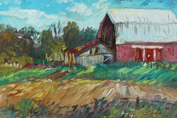 Plein Air Paintings: Old Barn In Norville by Sharon Sunday