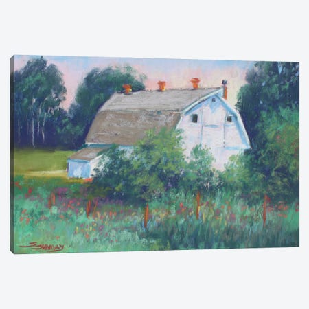 Barn In The Field Canvas Print #SDY67} by Sharon Sunday Canvas Artwork