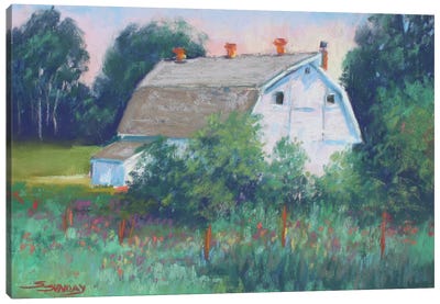 Barn In The Field Canvas Art Print - Sharon Sunday