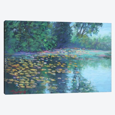 Lily Pads On The Pond Canvas Print #SDY72} by Sharon Sunday Canvas Wall Art