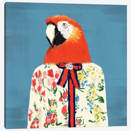 Parrot In Gucci Canvas Print #SDZ11} by SKMOD Canvas Print