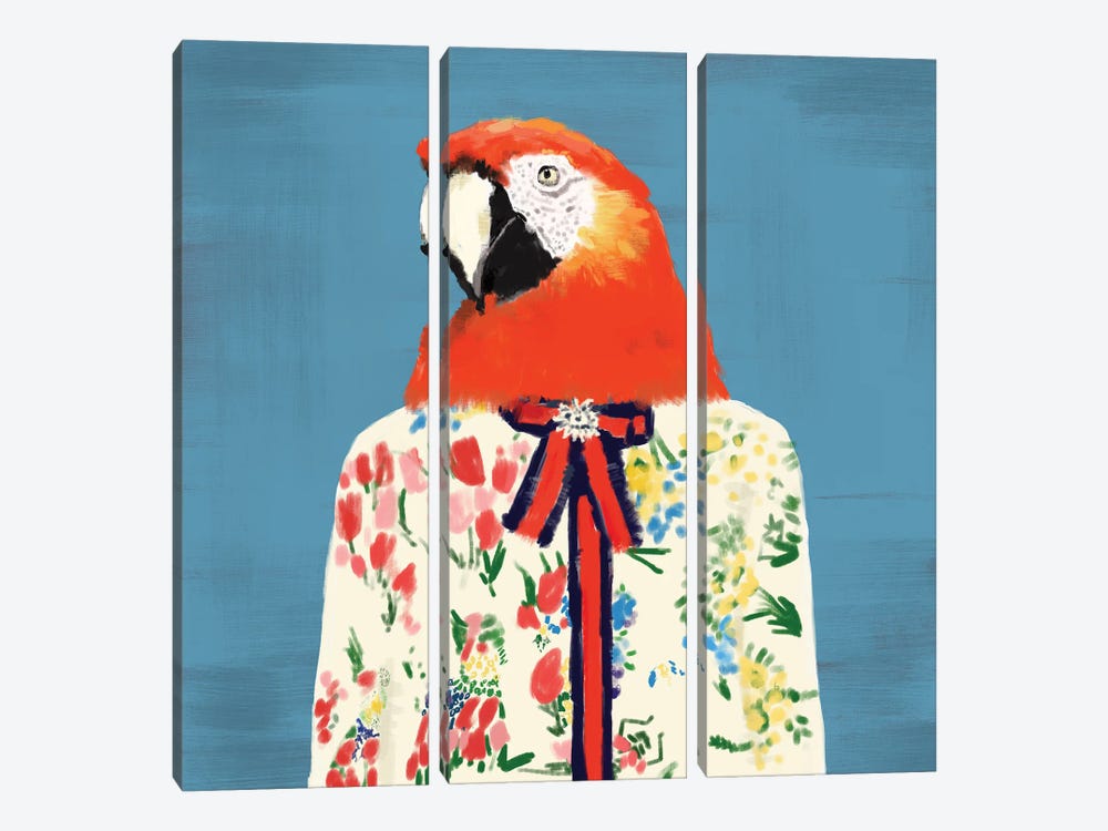 Parrot In Gucci by SKMOD 3-piece Canvas Print