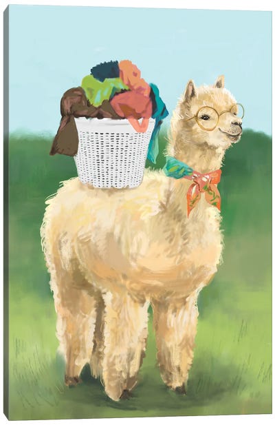 Laundry Llama Canvas Art Print - Llama & Alpaca Art