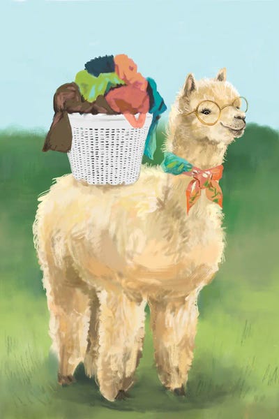 Large Art for Bathroom - Canvas Prints: Laundry Llama by SKMOD