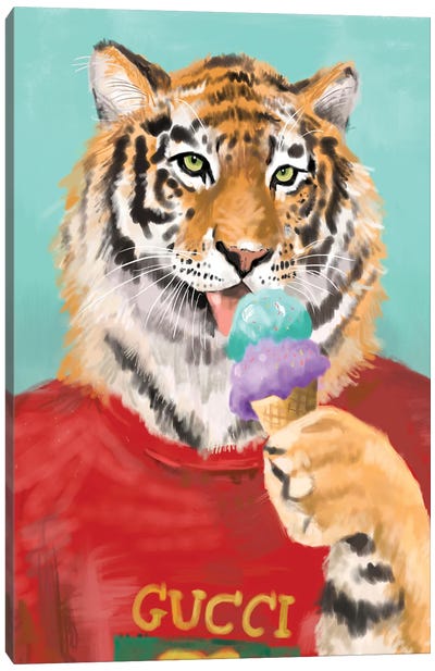 Ice Cream Gucci Tiger Canvas Art Print - Animal Lover