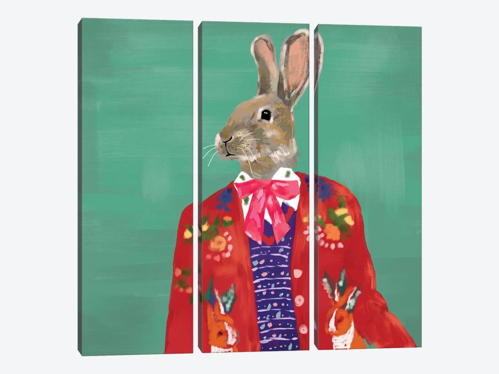 Red Rabbit In Gucci by SKMOD 3-piece Art Print