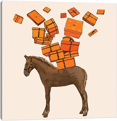 Orange Hermes Horse Canvas Art Print - Hermès Art