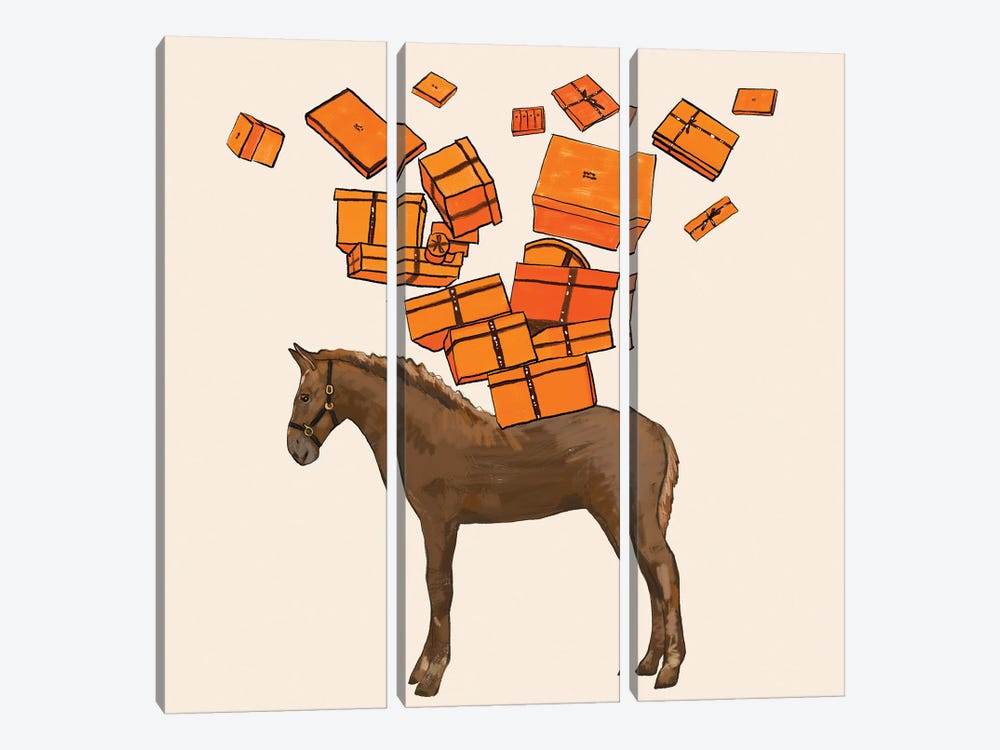 Orange Hermes Horse by SKMOD 3-piece Canvas Print