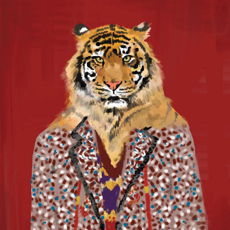 Red Tiger In Gucci Canvas Art Print by SKMOD