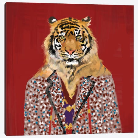 Red Tiger In Gucci Canvas Print #SDZ2} by SKMOD Art Print