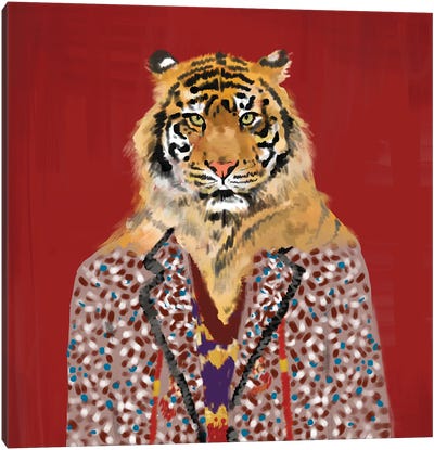 Red Tiger In Gucci Canvas Art Print - Gucci Art