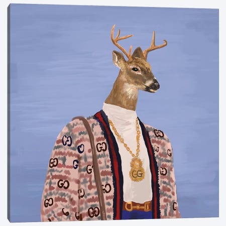 Deer In Gucci Canvas Print #SDZ4} by SKMOD Canvas Wall Art