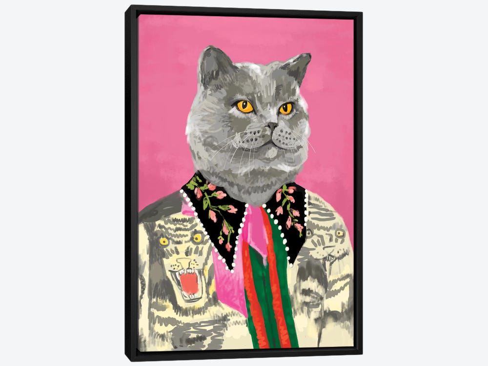 Pink Cat In Gucci Art Print by SKMOD