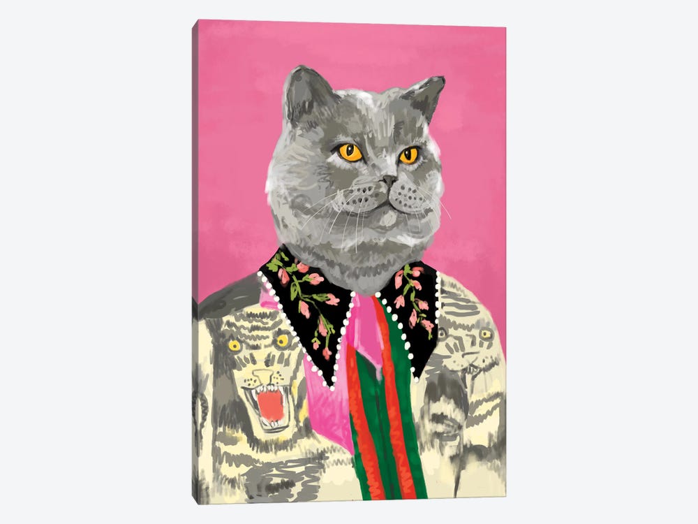 Pink Cat In Gucci by SKMOD 1-piece Canvas Artwork