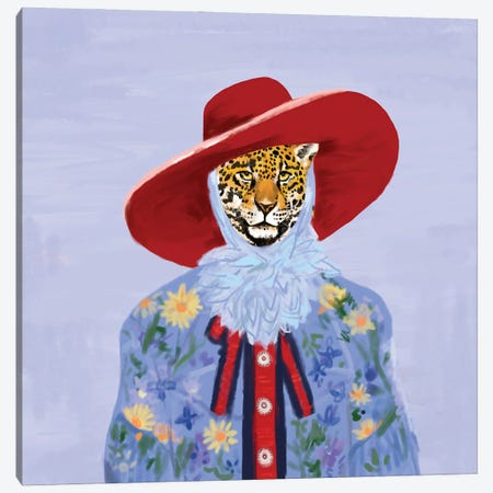 Red Gucci Hat Jaguar Canvas Print #SDZ7} by SKMOD Canvas Artwork