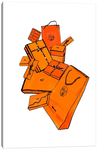 Orange Hermes Bags Canvas Art Print - Shopping Art