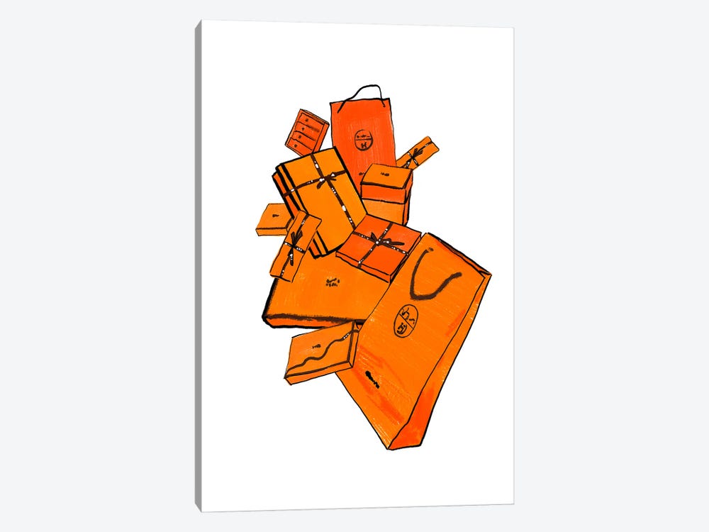 Orange Hermes Bags by SKMOD 1-piece Canvas Wall Art