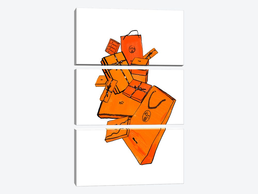 Orange Hermes Bags by SKMOD 3-piece Canvas Art