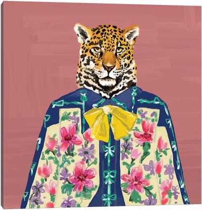 Pink Jaguar In Gucci Canvas Art Print - Wild Cat Art