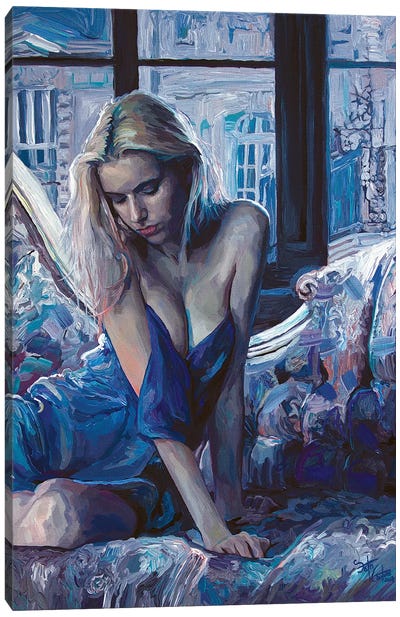 Heart Of Forgotten Blue Canvas Art Print - Modern Portraiture