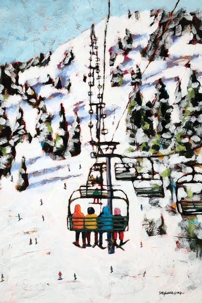 Skiing: Lift Together (Rectangle) by Stephanie Hock