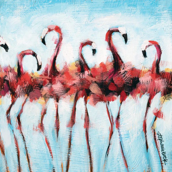 Flamingos: Among Friends IV (Square) by Stephanie Hock