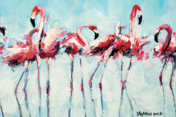 Flamingos: Among Friends (Rectangle) by Stephanie Hock