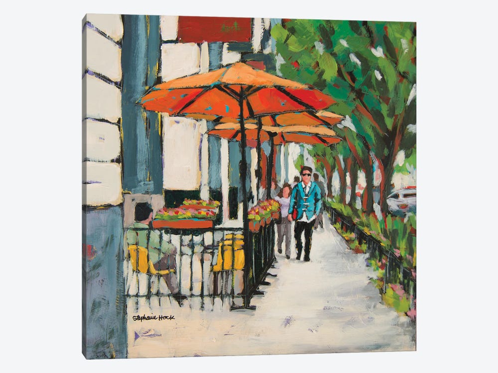 Orange Umbrellas by Stephanie Hock 1-piece Canvas Art Print