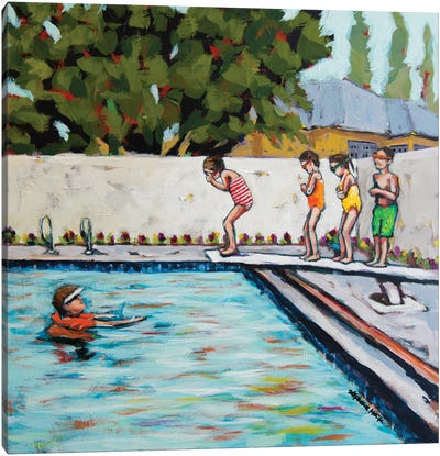 Swimming Lessons Canvas Art Print - Child Portrait Art