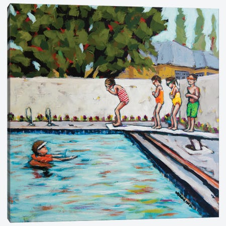 Swimming Lessons Canvas Print #SEH25} by Stephanie Hock Canvas Wall Art