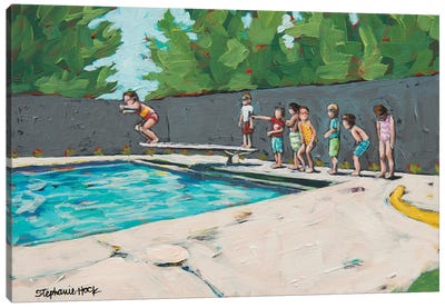 Summer Lineup Canvas Art Print - Swimming Art