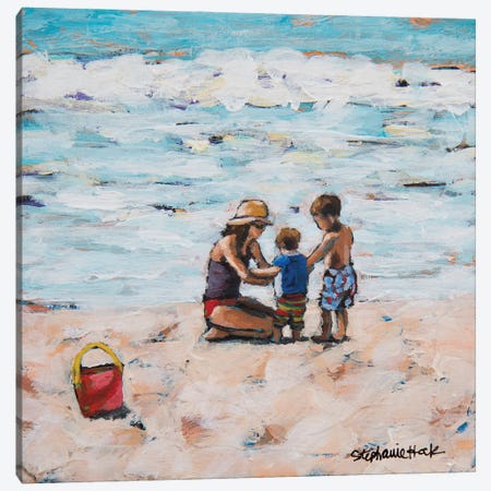 Beach Mom Canvas Print #SEH46} by Stephanie Hock Canvas Artwork